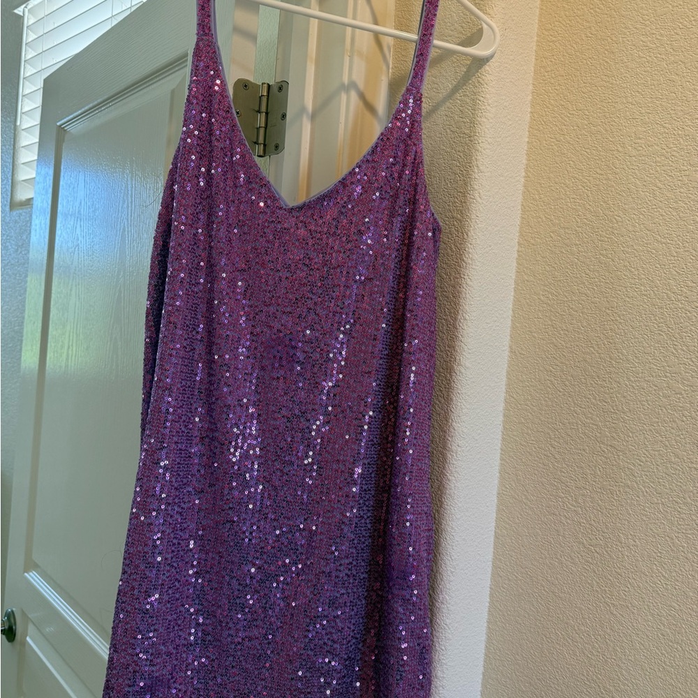 Purple Sequin Sleeveless Dress
